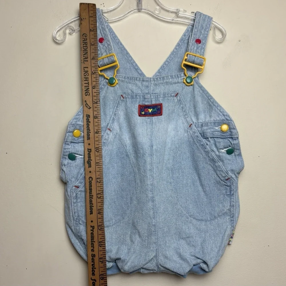 Vintage Gymboree XS 9-18 Months Light Wash Denim Colorful Bubble Romper